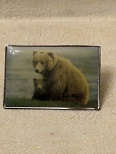 vintage Mama bear with cub pinback picture