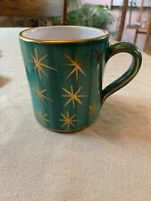 Sberna Deruta Signed Hand Painted Atomic Stars Green Coffee Mug from Italy picture