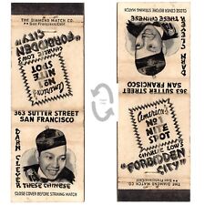 Vintage Matchbook Cover Forbidden City San Francisco CA nightclub 1940s picture