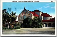 1936 Memorial Church Stanford Univerisity California CA Trees Posted Postcard picture