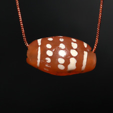 Ancient Central Asian Etched Carnelian Longevity Dzi Bead with Dotted Pattern picture