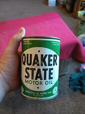 1950s era QUAKER STATE MOTOR OIL Old Solder Seam Tin 1 quart Can Full Gas Oi🔥 picture
