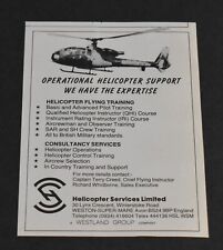 1985 Print Ad Operational Helicopter Support Services Limited Westland Group art picture
