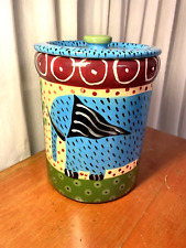Droll Designs Art Pottery Large Hand Painted  Cookie Jar / Canister w/Lid picture