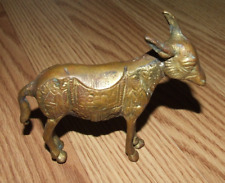 Vintage MCM Heavy Solid Brass Donkey Mule India Spanish Figurine Engraved picture