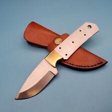 Knife Blade Blank Fixed Drop Point Full Tang Brass Bolster Sheath Diy 7.25x2.75 picture
