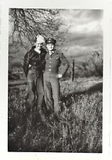 Vintage 1940s WWII Era Photo of US Army Soldier & Cousin from Clovis California  picture