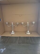 Pair Weighted Sterling Silver Candelabra Fits 2 Candles  picture