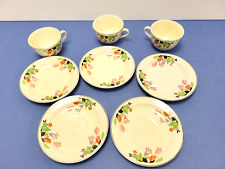 Vintage Hall USA Crocus Floral Coffee Tea Cups (3) & Saucers (5) picture