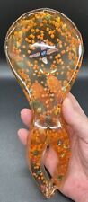 Vintage Retro Orange Lucite Acrylic Spoon Rest With Sea Shells And Flowers picture