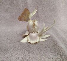 Vtg LENOX Whisper of Spring BUTTERFLY Figurine IRIS Flower 24K GOLD Fine China picture