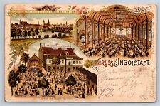 Postcard Germany Gruss aus Ingolstadt Schaffbrau Keller Vignettes 1898 AD26 picture