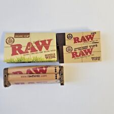 RAW organic Hemp Single Wide Papers+ Rolling Machine+ Wide & Original Tips 4 PC  picture