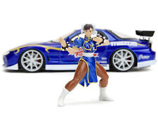 1993 Mazda RX-7 Candy Blue Metallic with Graphics and Chun-Li Diecast Figure picture