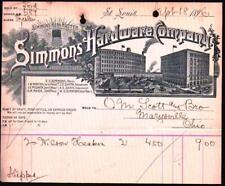1896 Simmons Hardware Co - Keen Kutter - St Louis Mo - History Letter Head Bill picture