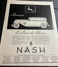 RARE FRENCH 1931 Nash 4-Door Sedan - Vintage Original Print Ad / Wall Art  CLEAN picture