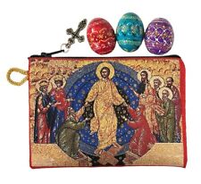 Pysanky Pysanki Wooden Ukrainian Hand Painted Easter Eggs & Resurrection Pouch picture