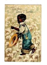 c1913 Valentines Postcard Young Boy In Field With Straw Hat Embossed picture