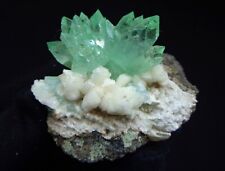 Green Apophyllite Pointed Crystals, Flower On Matrix Minerasl Specimen picture
