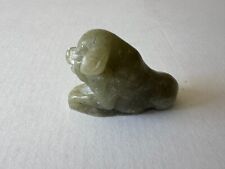 Antique miniature pig statuette sculpture translucent green moss colored picture