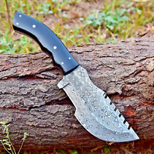 Tom Brown Tracker Damascus Steel Hunting outdoor Tracker Knife  bull horn handle picture
