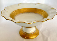 Limoges Gold Gild & White Compote Footed Bowl 9.25