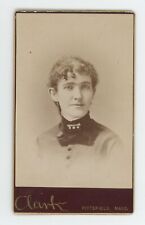 Antique CDV c1870s Lovely Woman With Curly Hair in Dress Clark Pittsfield, MA picture