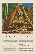 Full-Color 1951 Travelers Insurance Ad NEW GUINEA MASK Andre Duranceau Artwork picture