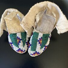 VINTAGE SIOUX BEADED INFANT CHILD MOCCASINS NATIVE AMERICAN picture