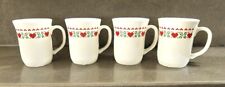 Vintage Made in France Arcopal Set of 4 Needlepoint/Hearts Coffee Mugs  picture