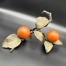 Vintage Japanese Persimmon Statue Bronze Figural Fruit Decor Metalware As Is picture