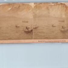 1898 Havana, Cuba Spanish American War Soldiers Boats Cabana Fort Stereoview V37 picture