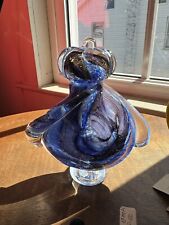 Archimede Seguso Perfume Bottle Blue with Gold  Flakes Art Glass Murano picture