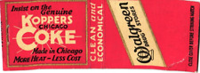 Genuine Koppers Coke, Chicago, Walgreen Drug Stores Vintage Matchbook Cover picture