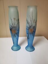 Vintage Glass Hand Painted Vase Royal Peacock Feathers Made In Germany  picture