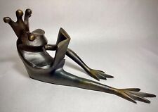 Restoration Hardware Bronze Frog King Prince Reading Statue Bookend picture