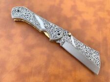 Handmade D2 Tool Steel Folding Knife - Exquisite Hand Engraving-EDC Pocket Knife picture
