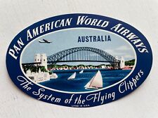 Vintage 1940-50's Pan Am to Australia Luggage Label picture