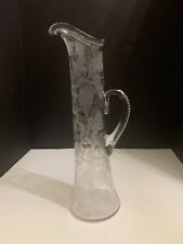 Antique Stunning Elaborate Hawkes Deep Etched Crystal Grapes and Vines Pitcher picture