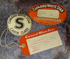 1950s Cunard Line White Star Steamship Luggage Decal Sticker Tag Lot of 3 Unused picture