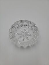 Vintage Cut Glass Ashtray Crystal Heavy Clear Cigar Cigarette Round Star picture