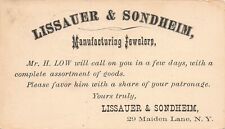 LP28  New York City Advertising Lissauer & Sondheim Jewelers Pioneer Postcard picture