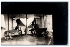 Trumpet Postcard RPPC Photo Musicians In Tent Music c1910's Antique Unposted picture