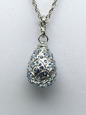 Silver and blue Egg Pendant Necklace with crystals by Keren Kopal picture