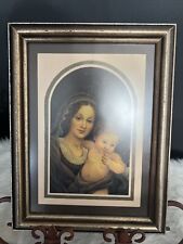 Vintage Mother Mary & Baby Jesus Framed Religious Print 8x10 picture