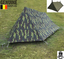 Belgian Army 2 Man Combat Pup Tent M56 Jigsaw Camo w/ Rainfly, Poles, Stakes picture
