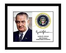 Lyndon B. Johnson 8x10 Signed photo print presidential seal autographed LBJ picture