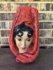 VINTAGE 1966 Marwal Ind Chalkware Spanish Woman Head Bust Sculpture picture