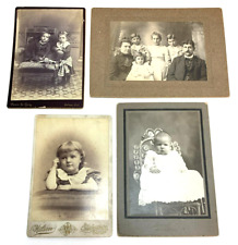 Antique FAMILY PORTRAIT CABINET CARD PHOTOS Siblings, Girl, Family, Baby WILSON picture