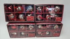 Nicole Miller Kugel Style Mercury Glass Ornaments Red Silver Swirl Lot of 24 picture